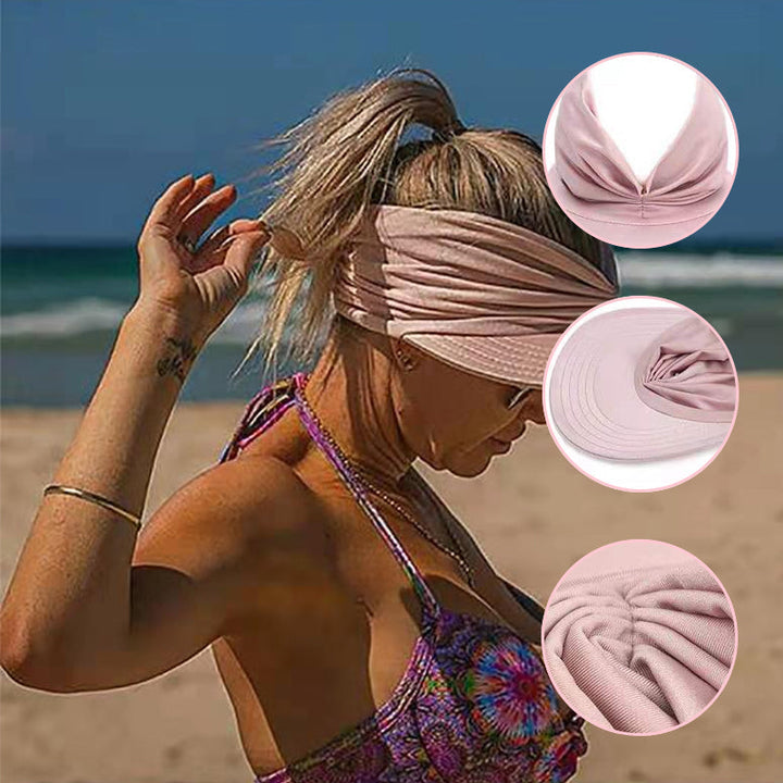 Sommarhattskydd för kvinnor med UV-skydd i elastiskt polyester, svart och vit, skyddar mot solens strålar och värme.