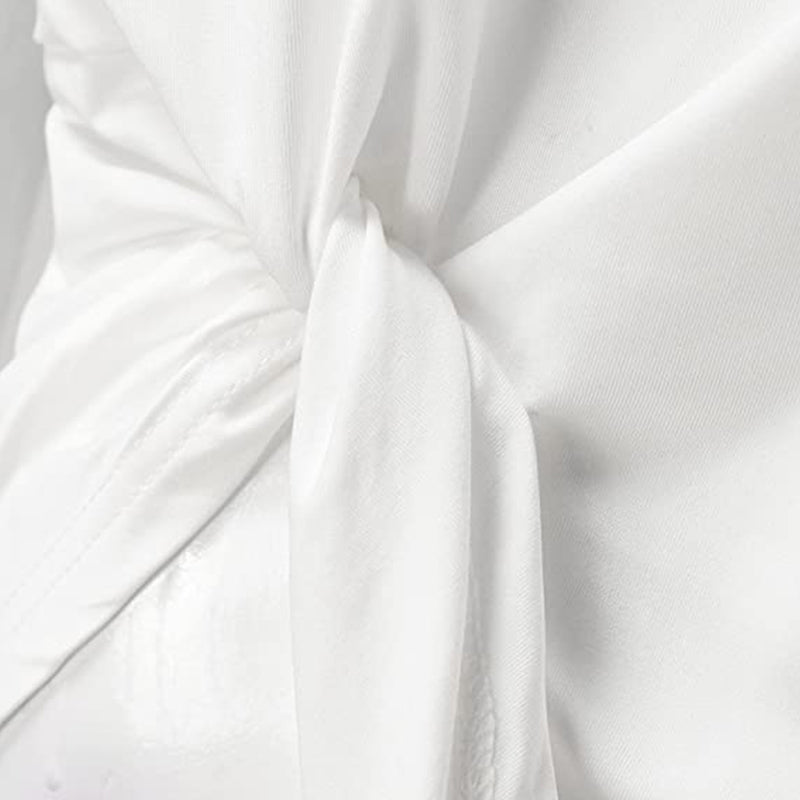 "Somrig damtröja med rund hals och knutdetalj, avslappnad passform i lättviktig polyester, idealisk för vardagsbruk."