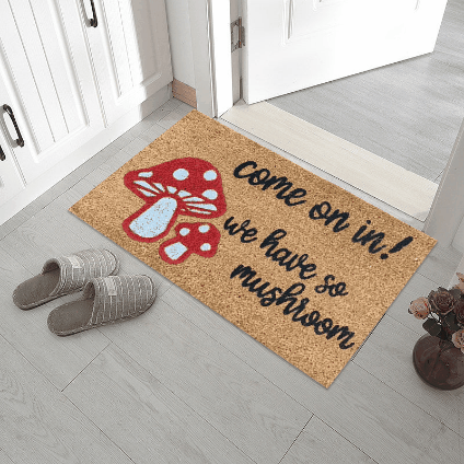 "Somrig dörrmatta med blommotiv, polyesterfiber, rektangulär 40x60 cm, för inomhus och utomhusbruk, färgglada mönster."