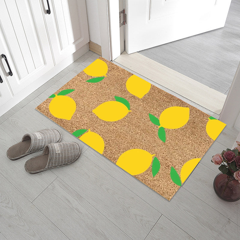 "Somrig dörrmatta med blommotiv, polyesterfiber, rektangulär 40x60 cm, för inomhus och utomhusbruk, färgglada mönster."