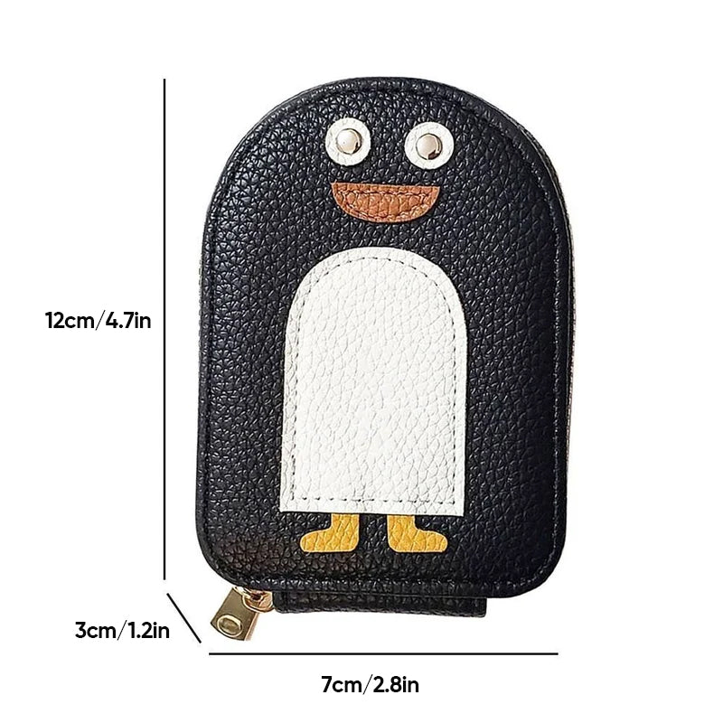 "Söt damplånbok i PU, pingvinmotiv, för kort/mynt. Ladies' accessory, kompakt och stilsäker med dragkedja."
