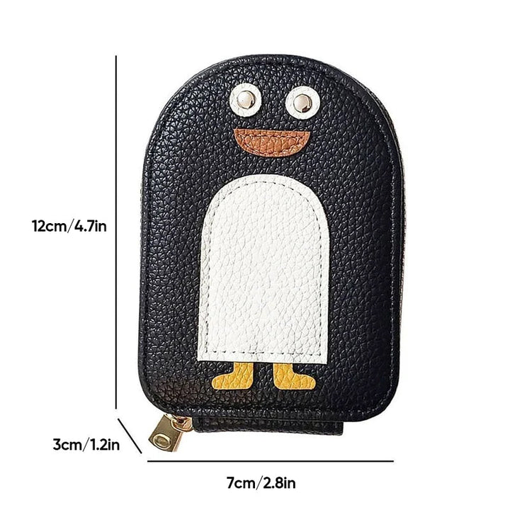 "Söt damplånbok i PU, pingvinmotiv, för kort/mynt. Ladies' accessory, kompakt och stilsäker med dragkedja."