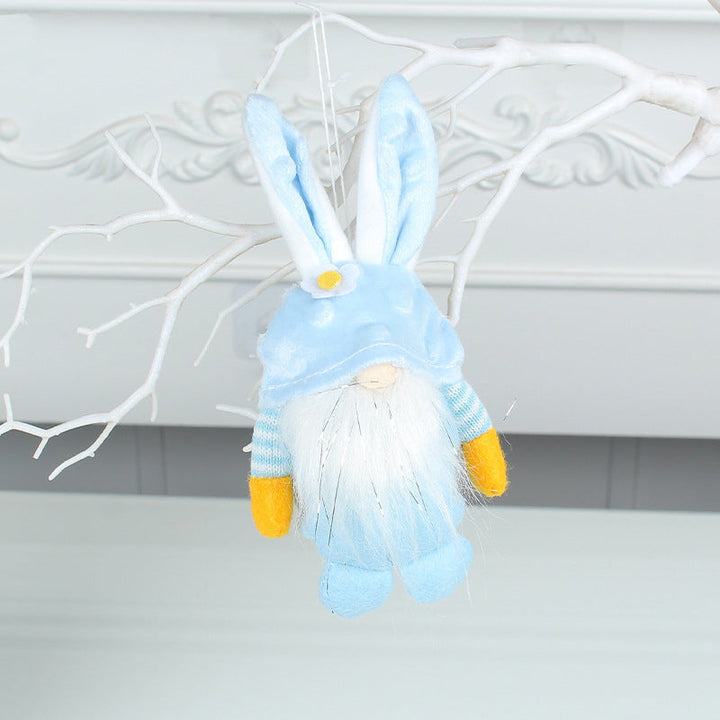 "Söt påskhare berlock i livfulla färger, handgjord för trädgårdsdekoration. Tillgänglig i rosa, blå, gul och grön."