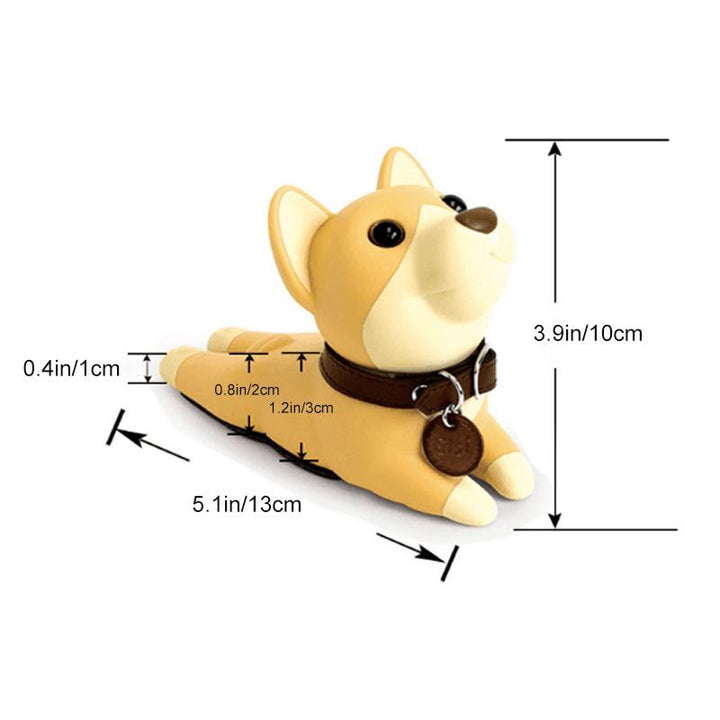 "Söt silikon dörrstopp i form av valp, säker för barn och husdjur, halkskyddad bas, färgglada mönster."