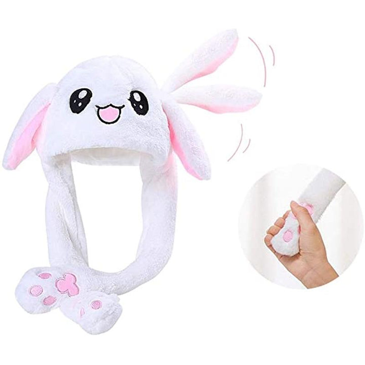 "Söt unisex plysch kaninhatt med hoppande öron, mjuk och inbjudande i olika färger för barn och vuxna."