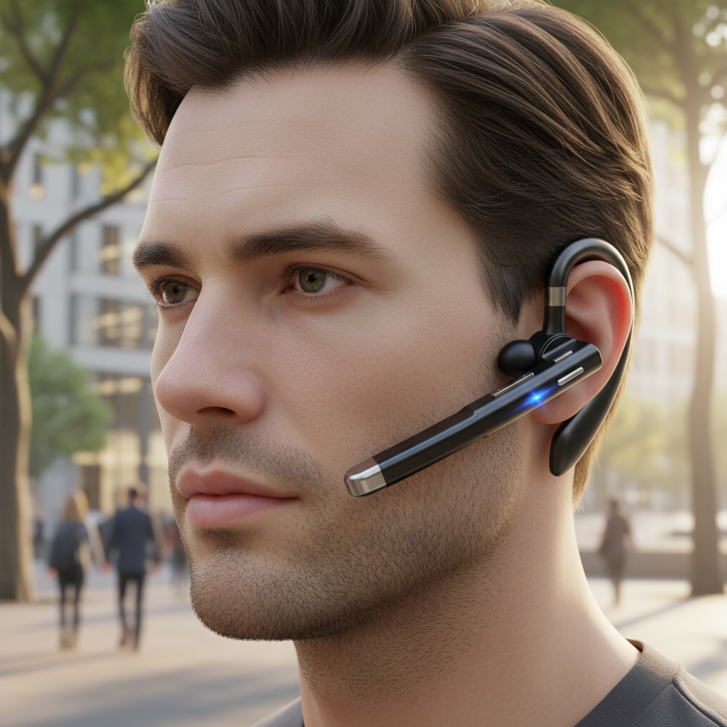 SoundMate trådlösa Bluetooth-hörlurar med mikrofon för kristallklara samtal, musik & pendling.