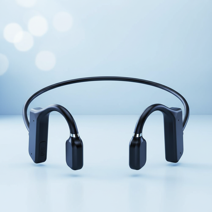 SoundSphere trådlösa benledningshörlurar för aktiv livsstil, bekväma och säkra. Njut av musik utomhus.
