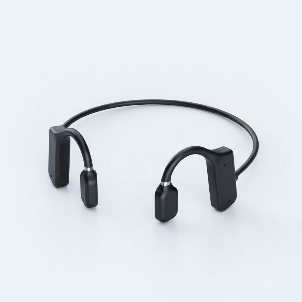 Unisex benledningshörlurar från SoundSphere. Upplev trådlöst ljud med öppen design för säker träning och löpning.