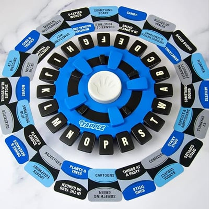 "Spännande Tapple ordspel för familjer, lättspelat och bärbart, med timer och bokstavsblockerande mekanism."