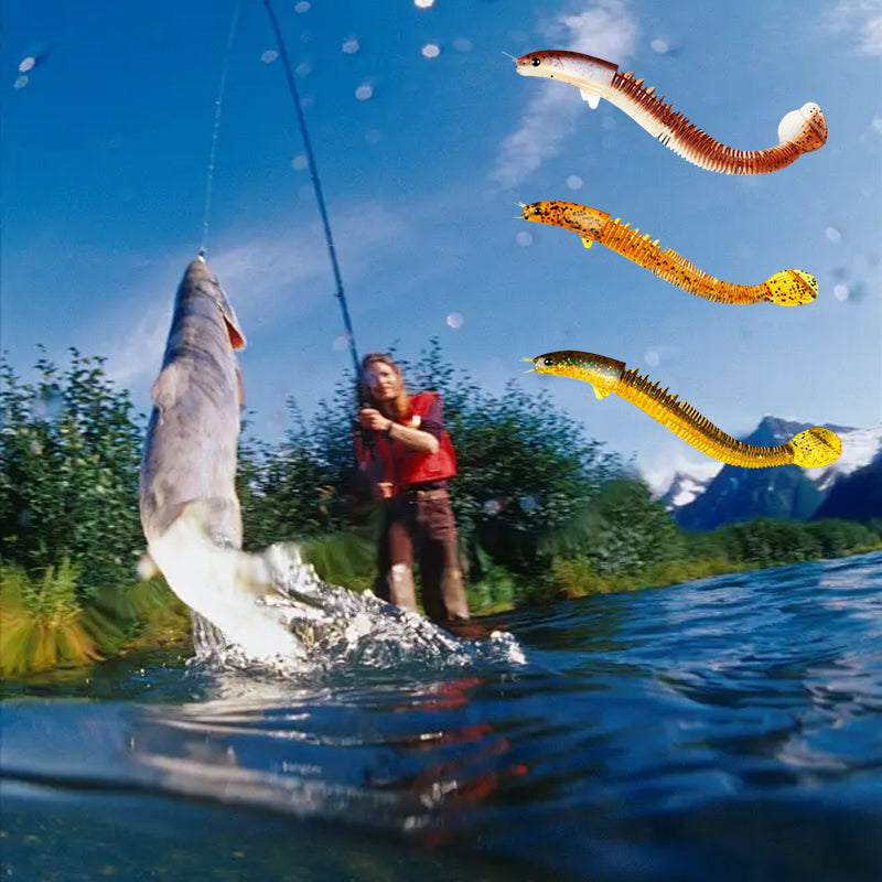 "Sportfiskebete med paddelsvans för livsliknande simning, realistiska detaljer, perfekt för abborre och öring."
