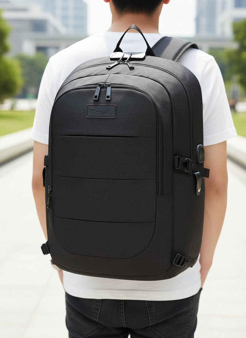 Stöldsäker unisex laptopryggsäck med USB-laddning, perfekt för säker pendling och kontor.