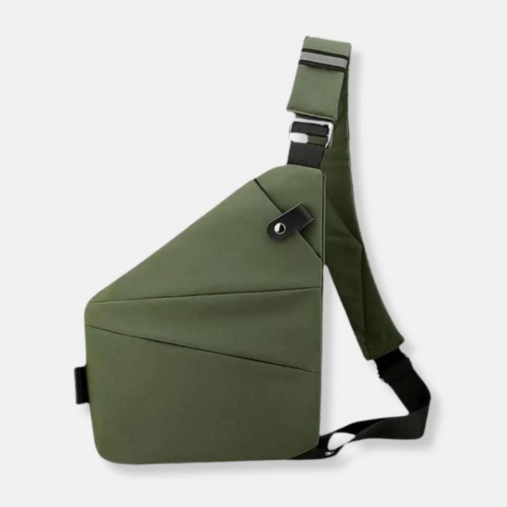 Elegant svart stöldskyddad axelväska. Lättvikts nylon, vattentålig och perfekt för organiserad resa.