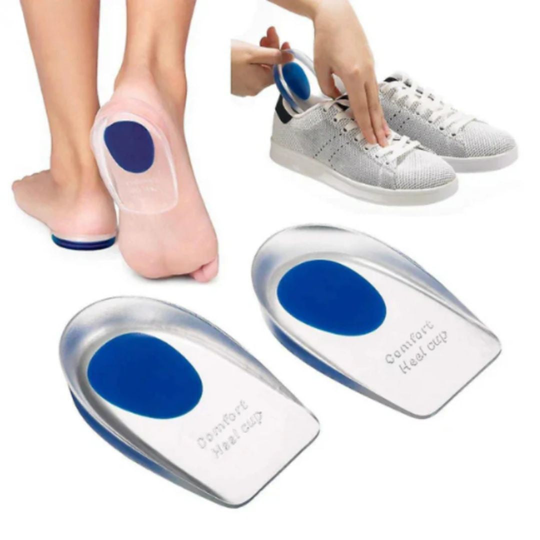 Stötdämpande gelhälinlägg för ökad komfort, avlastar fötter vid hälsmärta i vardagsskor. Ergonomiskt hälstöd.