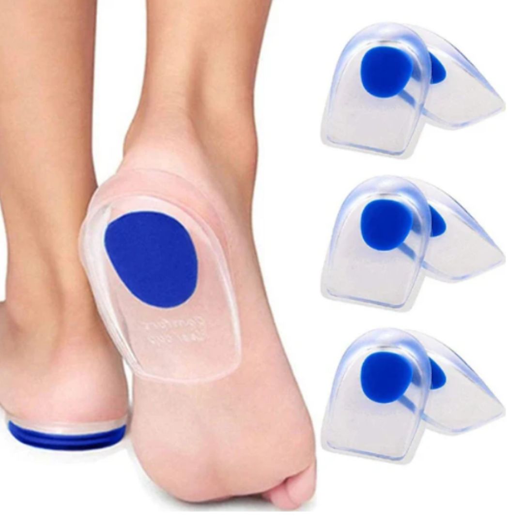 Ergonomiska gelhälinlägg av silikon för maximal stötdämpning och komfort. Effektivt hälstöd som lindrar hälsmärta.