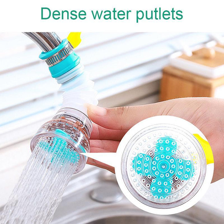 "Stänksäkert kranfilter i rosa, blå och grön med elegant design för kök och badrum, effektiv filtrering och 360° vridbarhet."