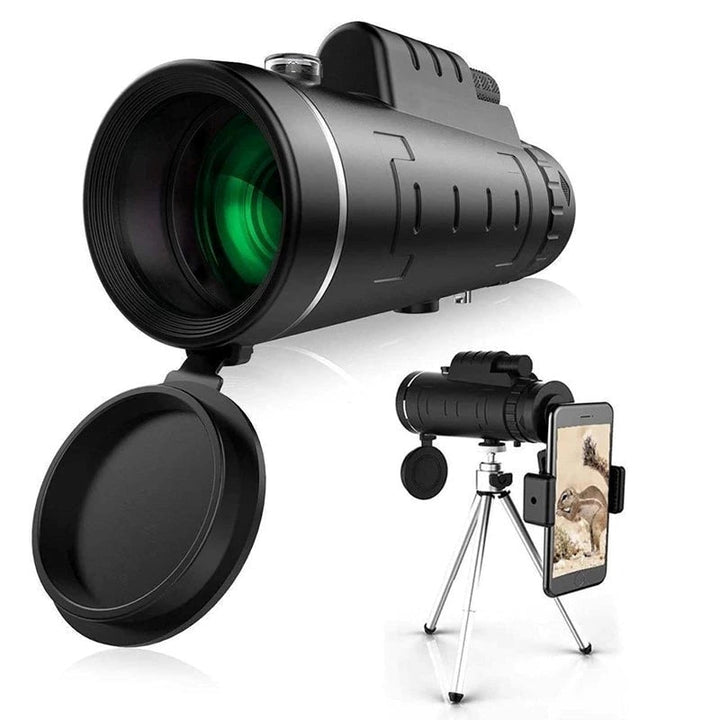 Monokulär med smartphonefäste för fotografering. Starscope HD teleskop fångar detaljer på distans.