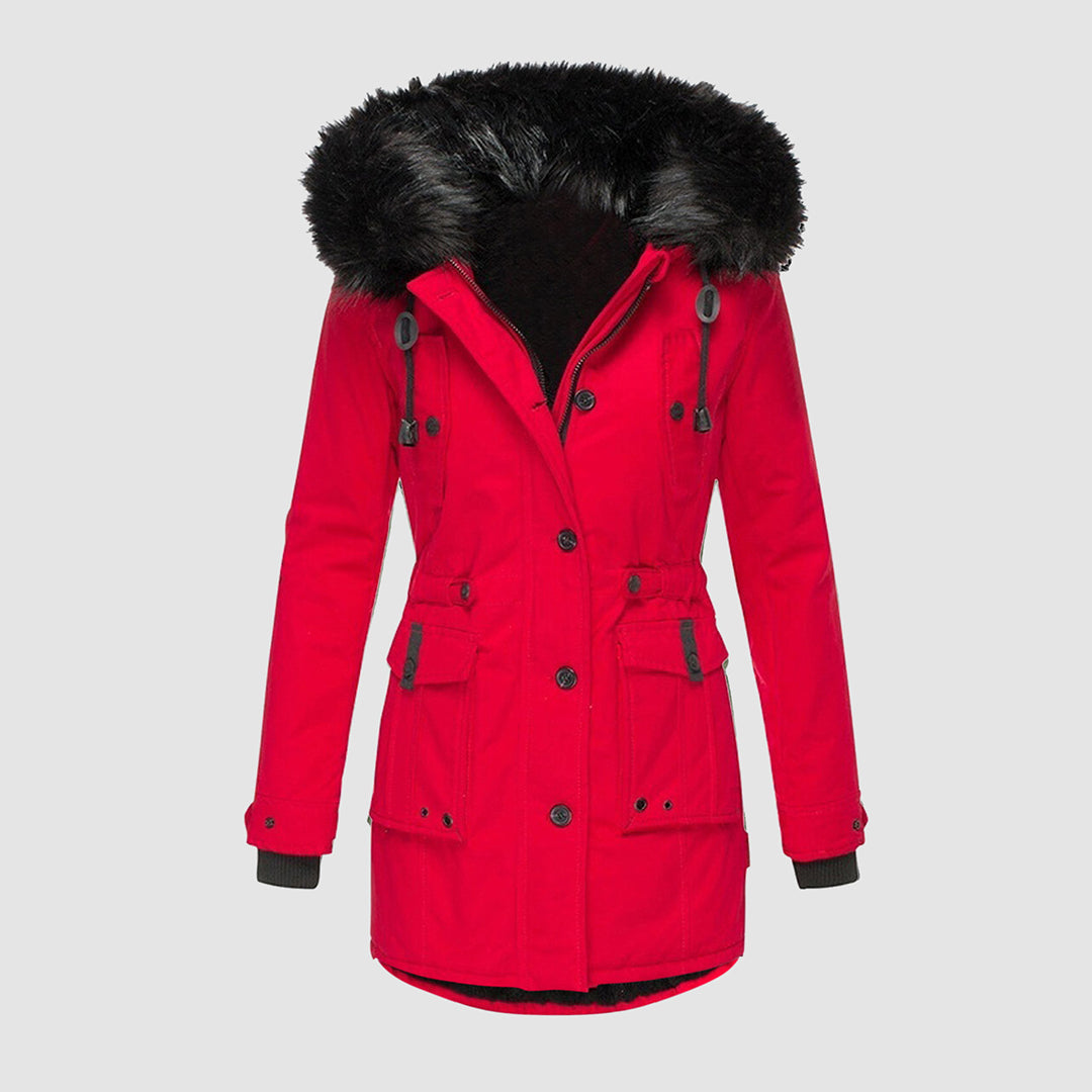 Elegant dam parka, designad för att vara både varm och bekväm. En trendig vinterjacka för damer i kylan.