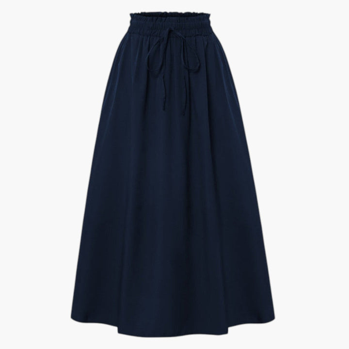 Elegant A-linje midi kjol med färgrikt tryckt mönster och bekväm elastisk midja, idealisk för damer.