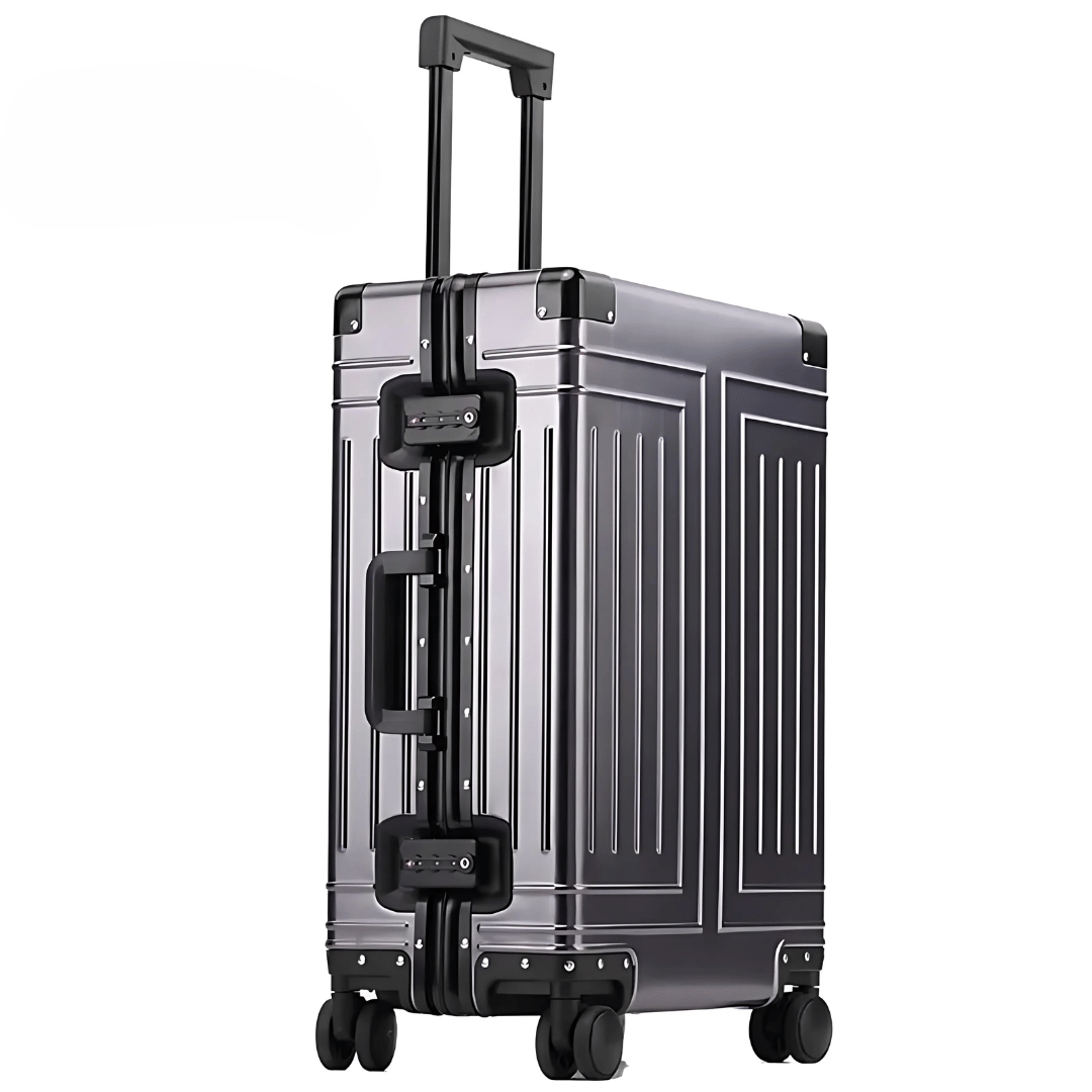 Säker & stilfull aluminium resväska med TSA-lås, tysta hjul. Perfekt rullväska för alla resor.