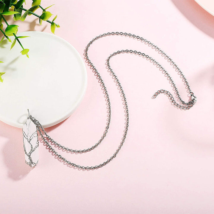 Ametist Livets träd-halsband, perfekt för meditation och energibalans. Damhalsband.