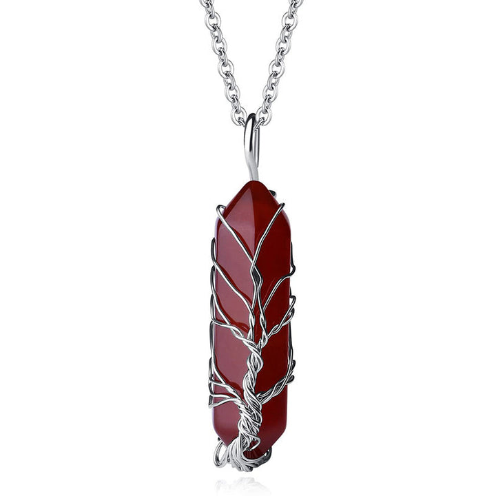 Stilfullt obsidian Livets träd-halsband för kvinnor. Ett unikt spirituellt smycke.