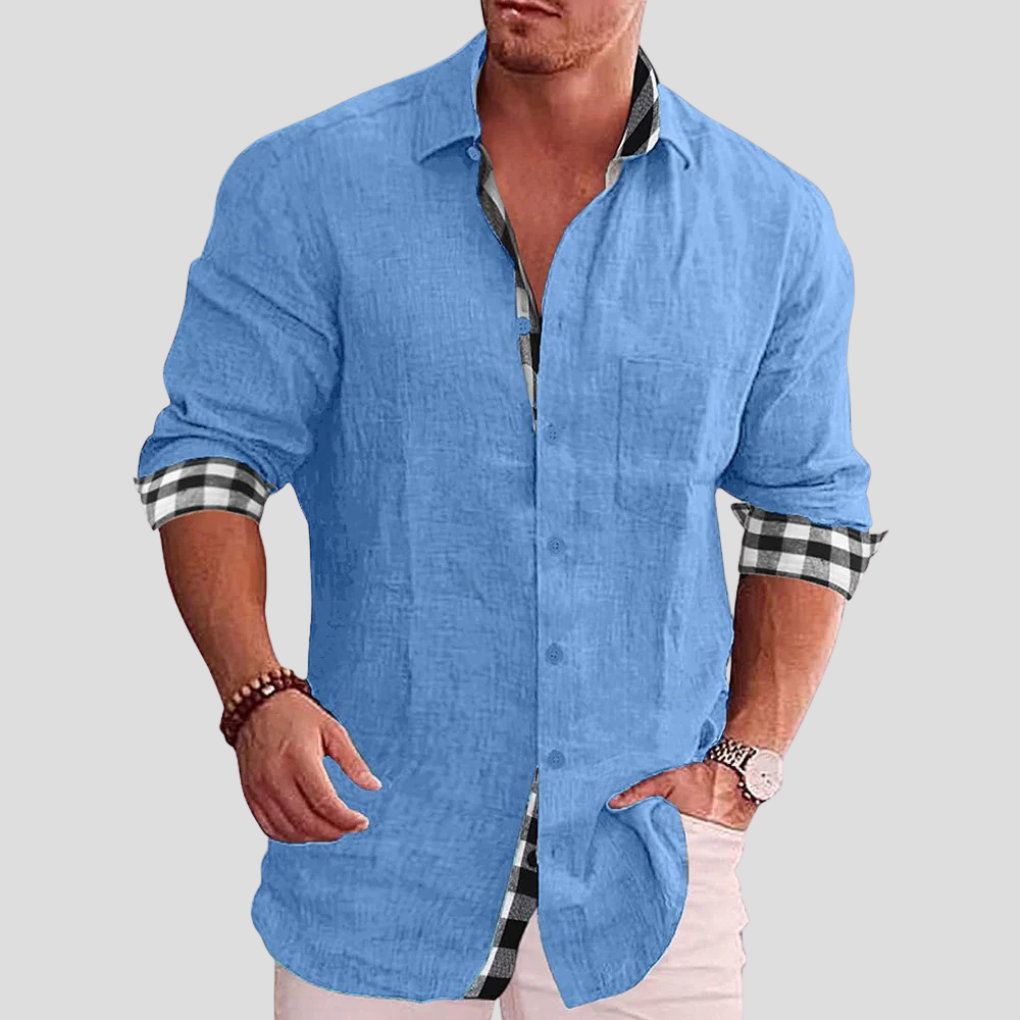 Herrskjorta långärmad Connor, för business casual, vardag och fritid. Optimalt herrmode.