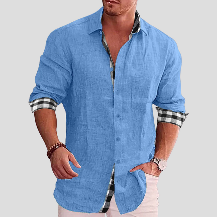 Herrskjorta långärmad Connor, för business casual, vardag och fritid. Optimalt herrmode.