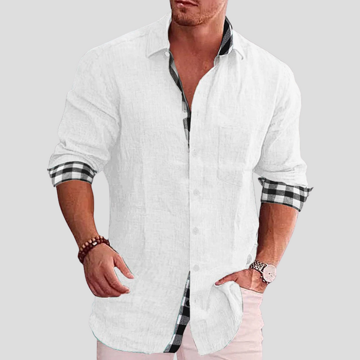 Mjuk och stilren herrskjorta, långärmad Connor-modell, utmärkt för herrmode.