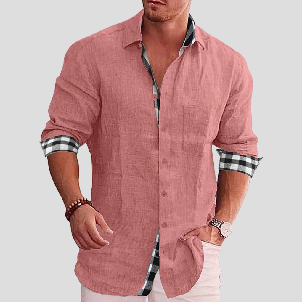 Klassisk långärmad knappskjorta för män, stilren för business casual och formella event.