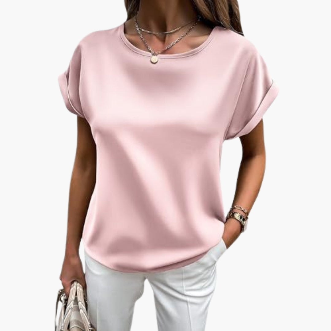 Bekväm casual damtopp i T-shirtmodell med kortärm och rundhals. Idealisk för sommar och avslappnade outfits.