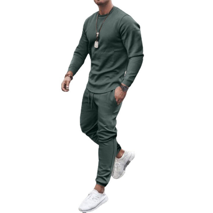 Herrtracksuit, casual sportkläder för män. Tvådelat set med tröja och byxor, idealisk för fritid.