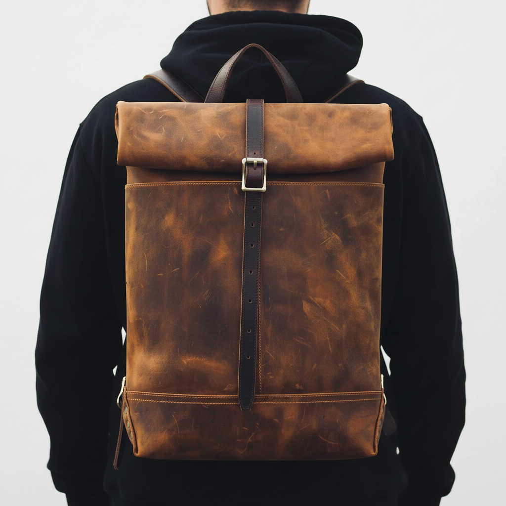 Unisex laptopryggsäck i läder, idealisk för pendling & resor. Rymlig & stilren design för alla tillfällen.
