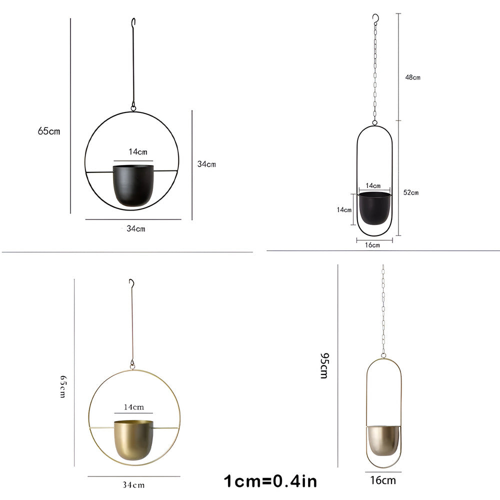 Hängande blomkruka i minimalistisk stil. Skapar en modern accent i vardagsrum eller kontor.