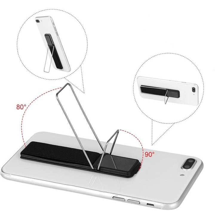 "Stilren självhäftande telefonhållare och grepp för mobiler med slimmad design i svart, silver, guld, blå, roseguld."