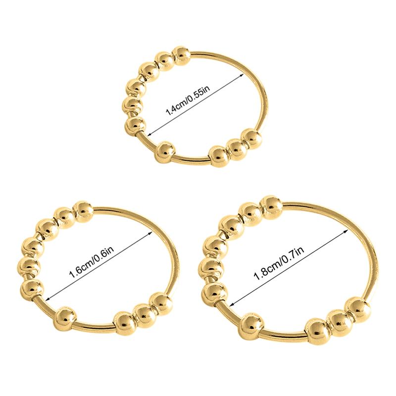 "Stilren Spinner Fidget Ring i silver för stresslindring, med roterande pärlor. Perfekt accessoar för både män och kvinnor."