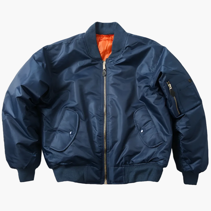 Stilren unisex bomberjacka, modern vårjacka med ribbade detaljer. Perfekt för streetwear och casual mode.