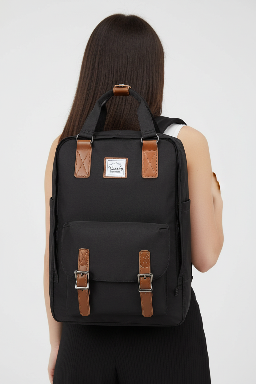 Organiserad laptopryggsäck StylePack, öppen inuti. Skyddande datorfack & flera fickor för kontor & skola.