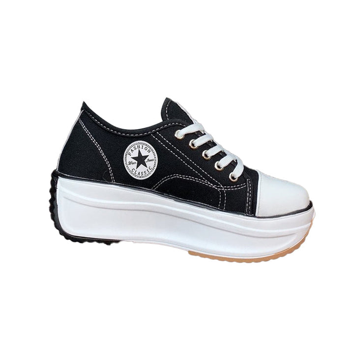 "Stilrena dammode canvas sneakers med memory foam, vita med elastiskt band och mjuka innersulor för överlägsen komfort."