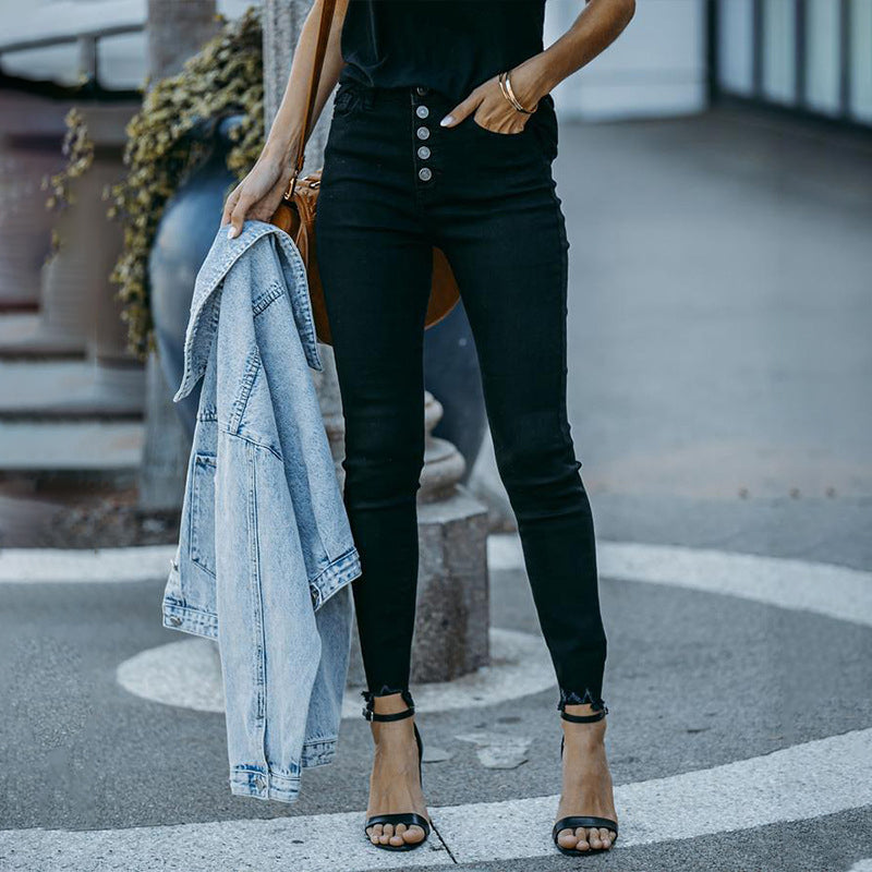 "Stilrena herr stretch-pennbyxor i bomullsblandning, slim fit, med knappar och fickor, perfekta för både vardag och fest."