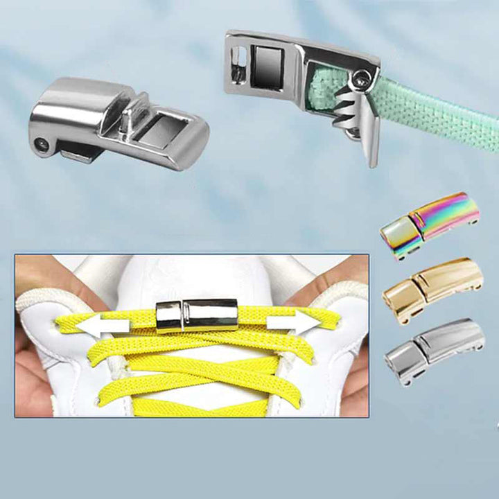 "Stilrena magnetiska skosnöresspännen för damer, enkelt snäppspänne utan knytning, perfekt för sneakers och sportskor."