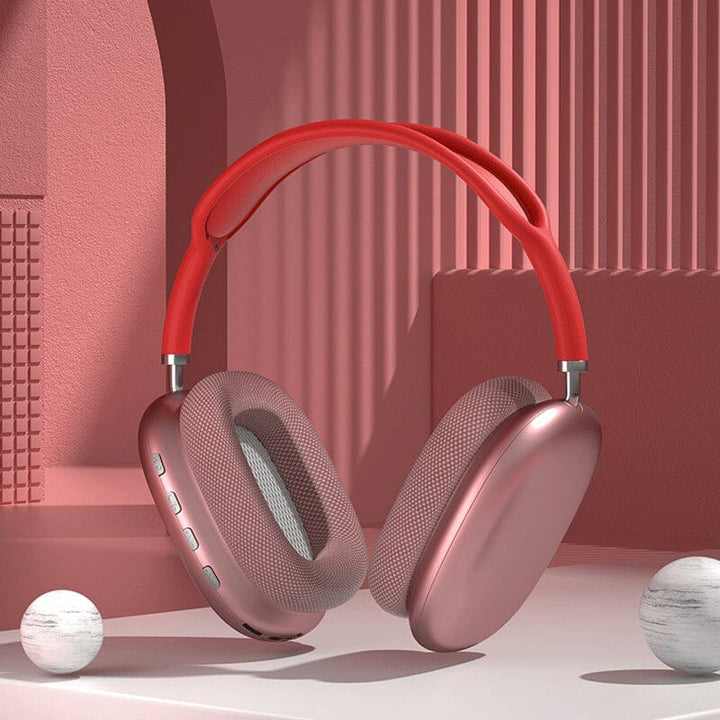 "Stilrena trådlösa Bluetooth hörlurar med brusreducering och lång batteritid, perfekt för musik och resor."
