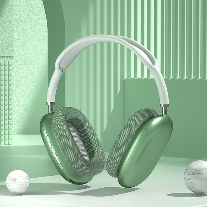 "Stilrena trådlösa Bluetooth hörlurar med brusreducering och lång batteritid, perfekt för musik och resor."