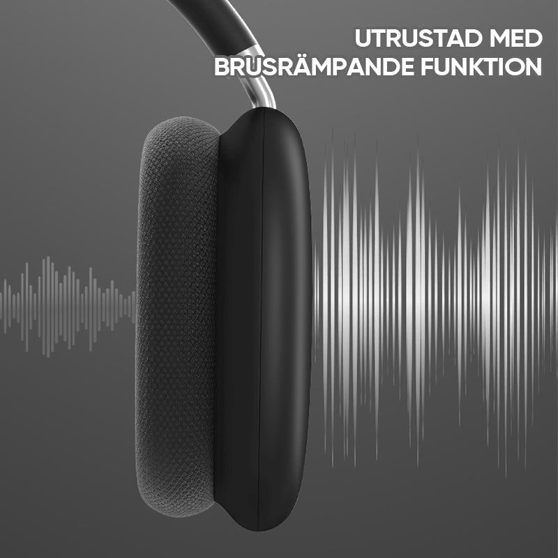 "Stilrena trådlösa Bluetooth hörlurar med brusreducering och lång batteritid, perfekt för musik och resor."