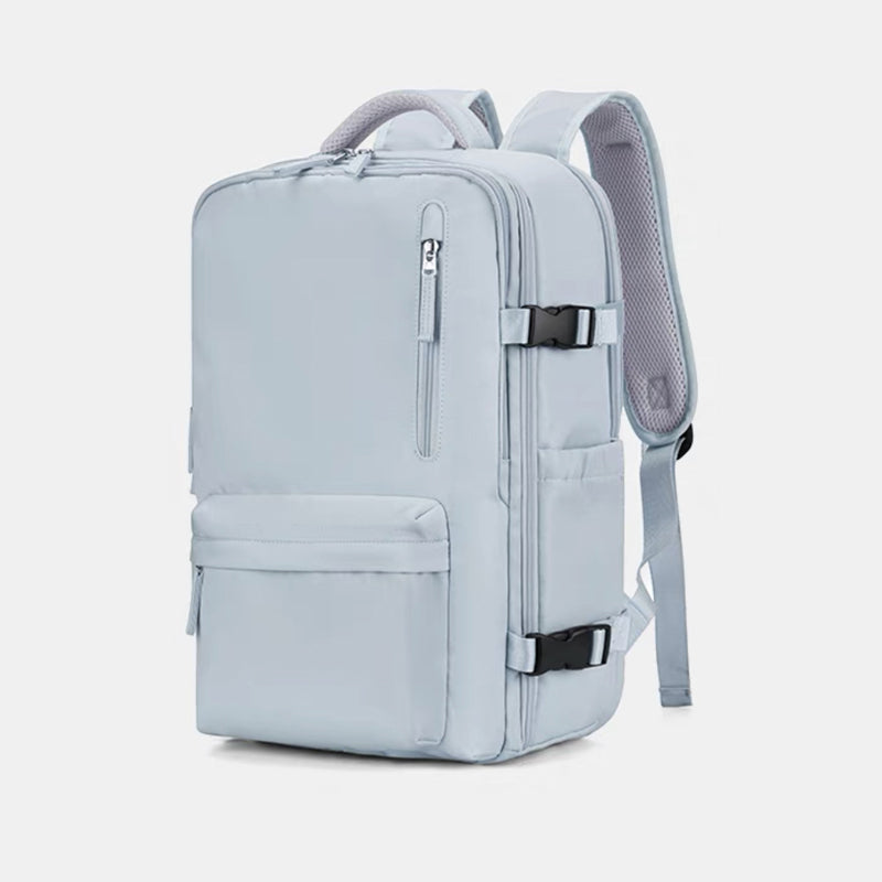 "Stor kvinnlig multifunktionell ryggsäck, vattentät och stilren med gröna, rosa och svarta nyanser, idealisk för resor."