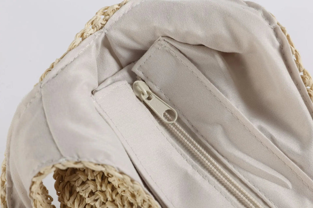 Snygg casual axelväska, brun beige sommarväska. Stor och rymlig damväska för mode.