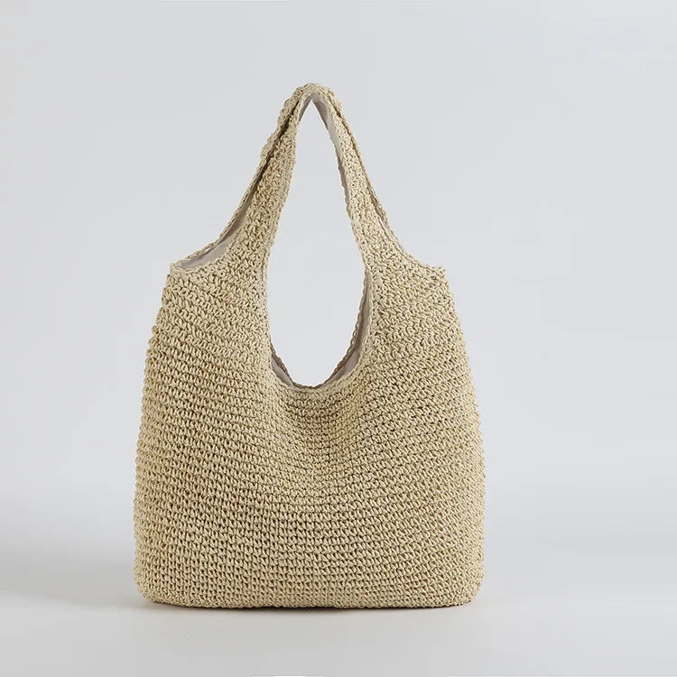 Elegant damväska, brun beige axelväska. Casual toteväska för sommar och mode.