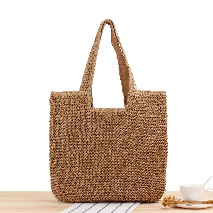 Trendig brun beige damväska, solkysst axelväska. Casual modeaccessoar för sommarbruk.