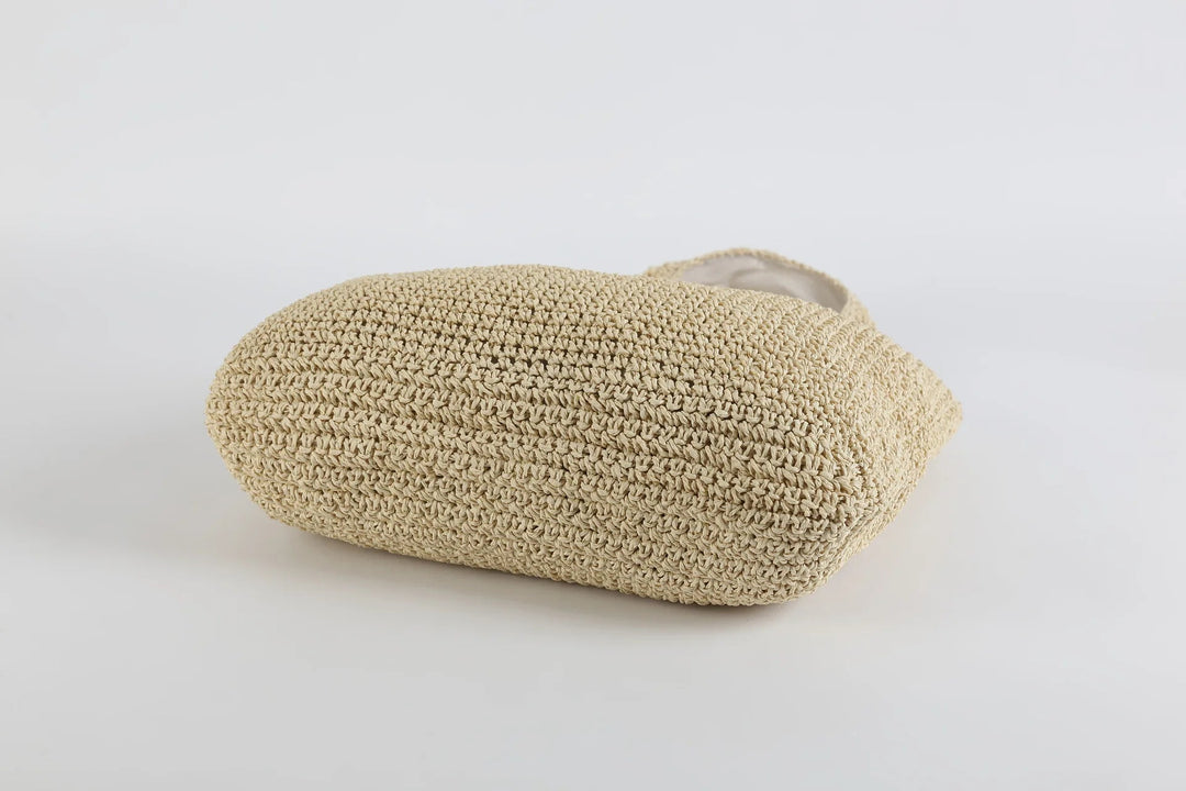 Axelväska för damer, brun beige, stor och rymlig. En chic sommar- och strandhandväska.