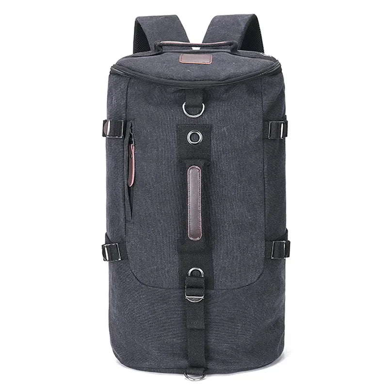 Stor unisex canvasryggsäck för resor och vardag. Hållbar, stor kapacitet. Perfekt för äventyr och packning.