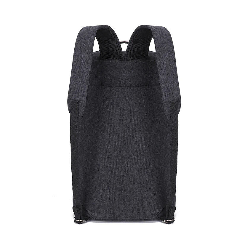 Grå canvasryggsäck, TrailHaven modell. Unisex och stor, idealisk som rese- eller vardagsryggsäck. Hållbar design.